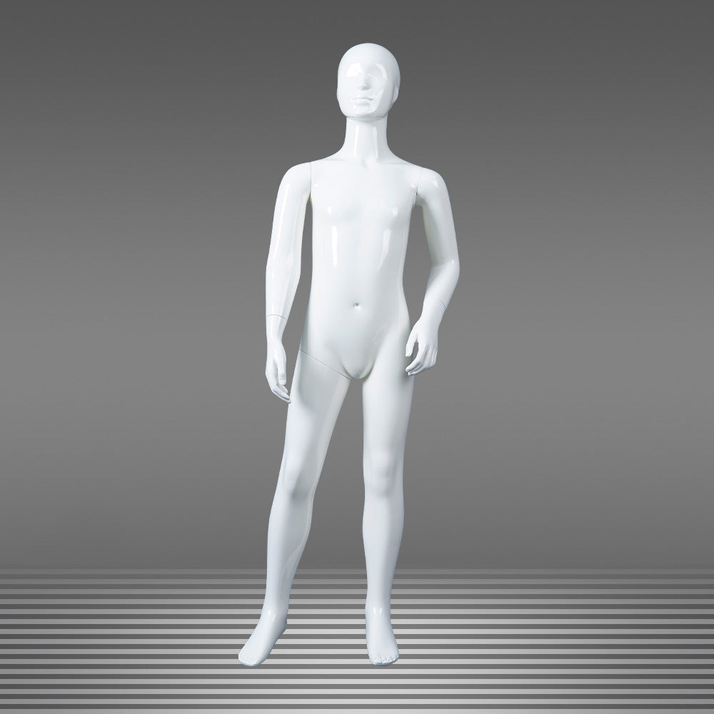 Glossy White Kids Full Body Mannequin with Arms and Base