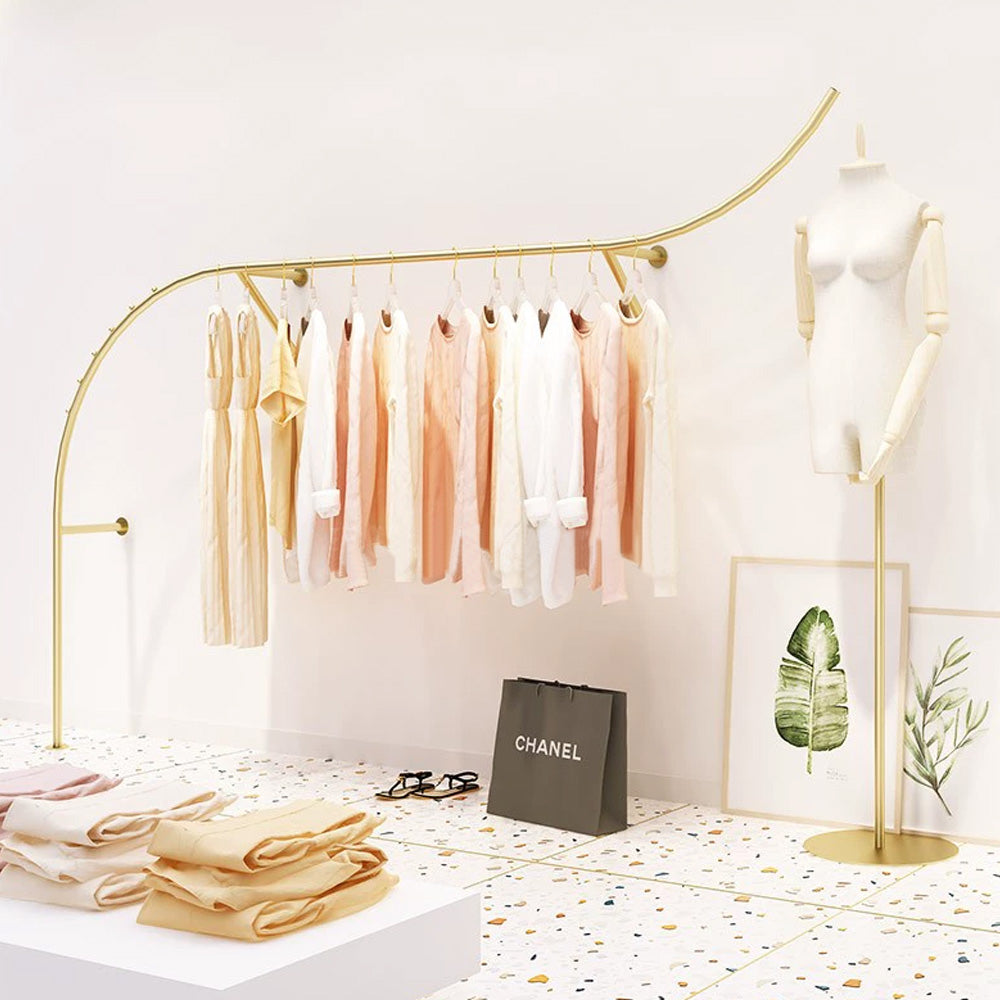 Women's Clothing Store Clothes Display Stand Floor-Standing Gold Clothes Display Rack Combination Clothing Store Hanger 2364 DE-LIANG