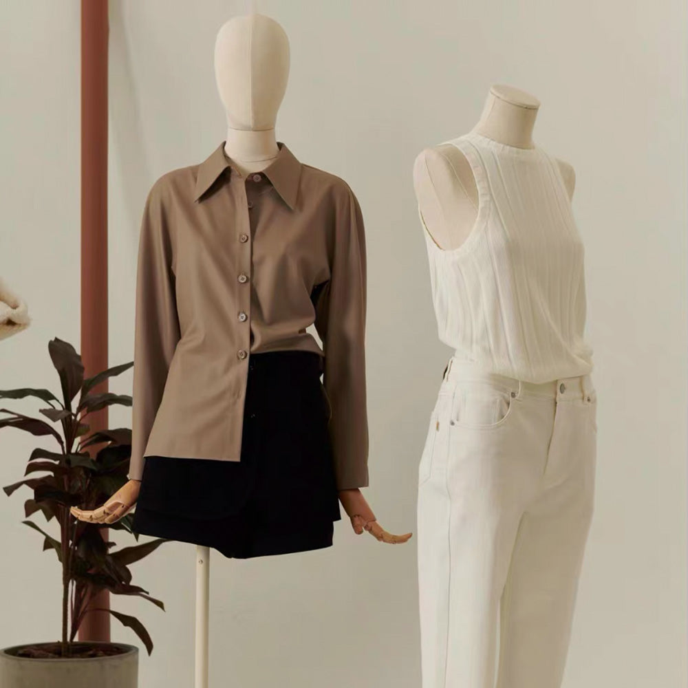 DE-LIANG Female Full /Half-body Mannequin,Female Dress Form Mannequin,Women Natural Linen Mannequin Torso,Clothing Store Display Model,Manikin Head For Wig Hat Holder