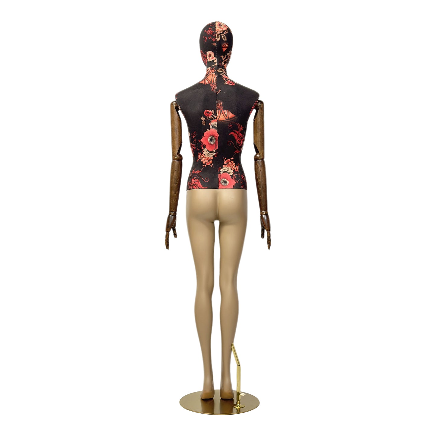 Luxury Mannequin Full Body, DE-LIANG Female Dress Form Torso With Black Wooden Arms, Upper Body Velvet Linen and Painting Brown Leg,1 Piece