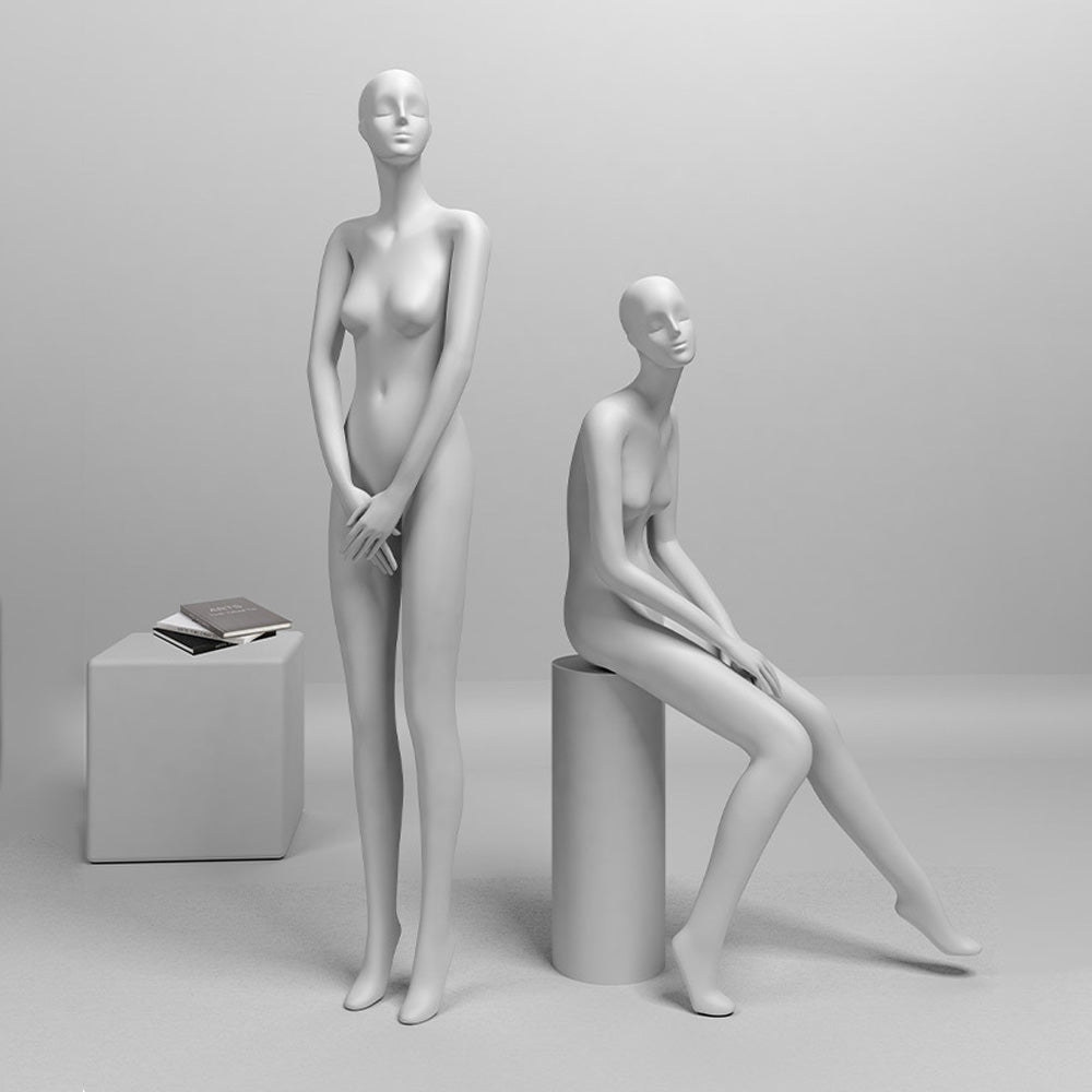 DE-LIANG Luxury Female Standing / Sitting Full Body Mannequins ,Realistic Fiberglass Dress Form Display,Manikin Torso Stand for Retail Clothing