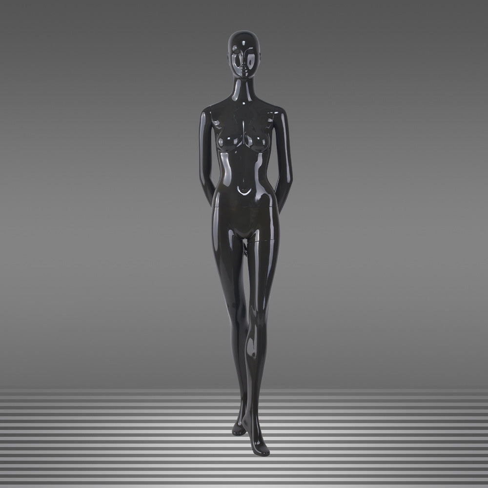 DE-LIANG Female Full Body Mannequin,Glossy White/Black Fiberglass Realistic Dress Form Display,Elegant Standing Window Display Model for Clothing Stores, Boutiques & Fashion Exhibitions