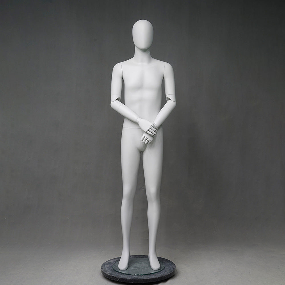 DE-LIANG Luxury Male Full Body Mannequins,Matte White Male Dress Form Display Mannequis with Base,Stand Realistic Model for Clothing Shops