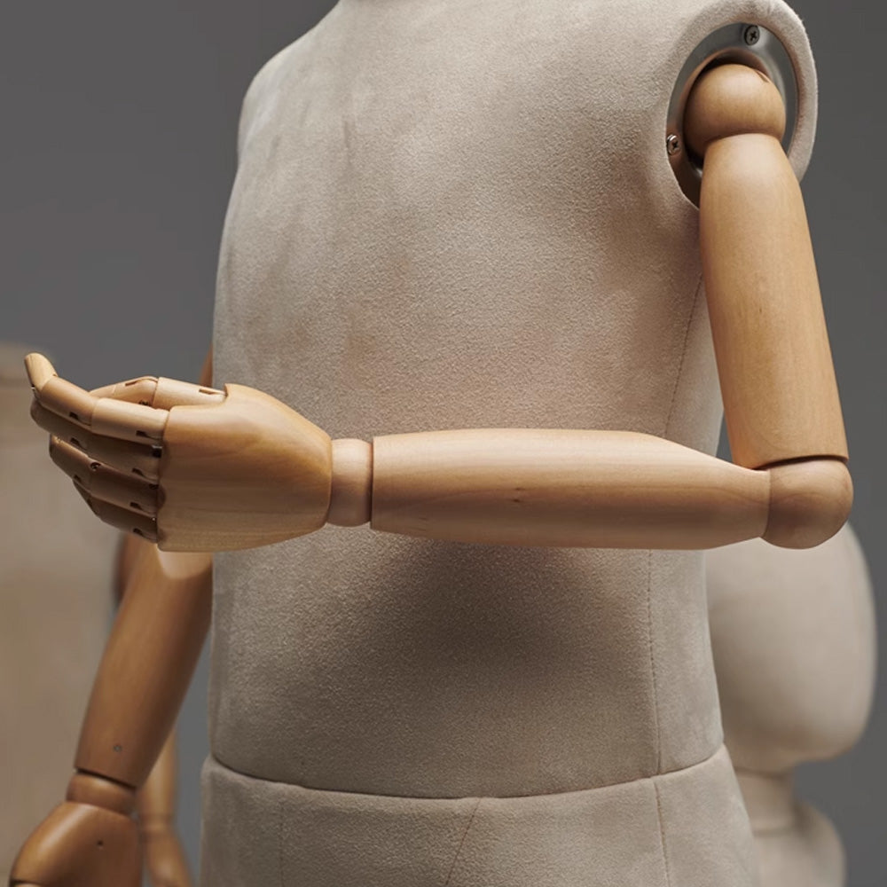 family display mannequin set with wooden arms