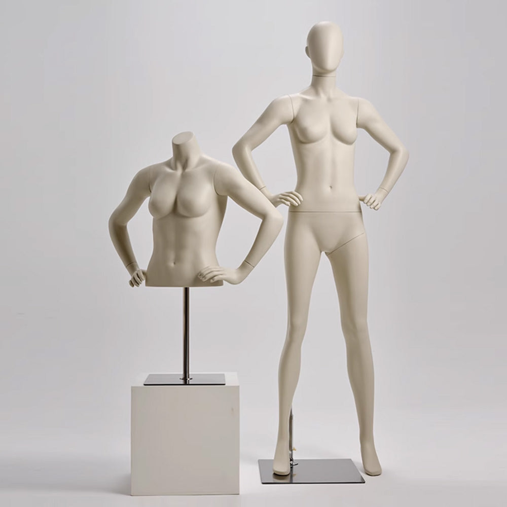 DE-LIANG Female/Male Running Sport Mannequins,Beige Fitness Dress Form Mannequin Torso Full Body for Window Display,Sportwear,Yoga Gymnasium Phsical Althletic Field Display Stand
