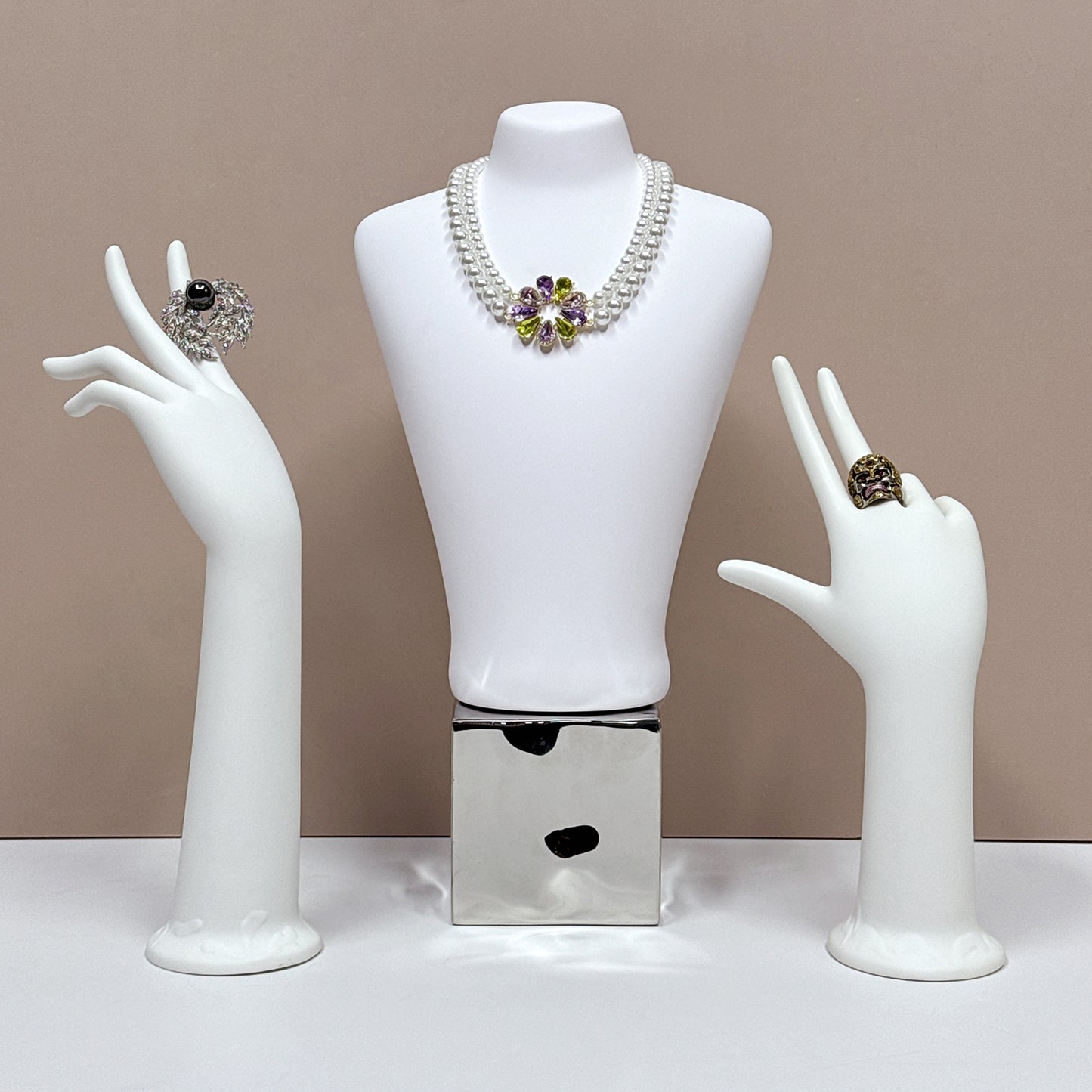 DE-LIANG - Expositor de joyas negro: soporte para busto y joyero, ideal para collares, anillos y accesorios, ideal para exhibiciones en el hogar, tiendas y ferias comerciales.