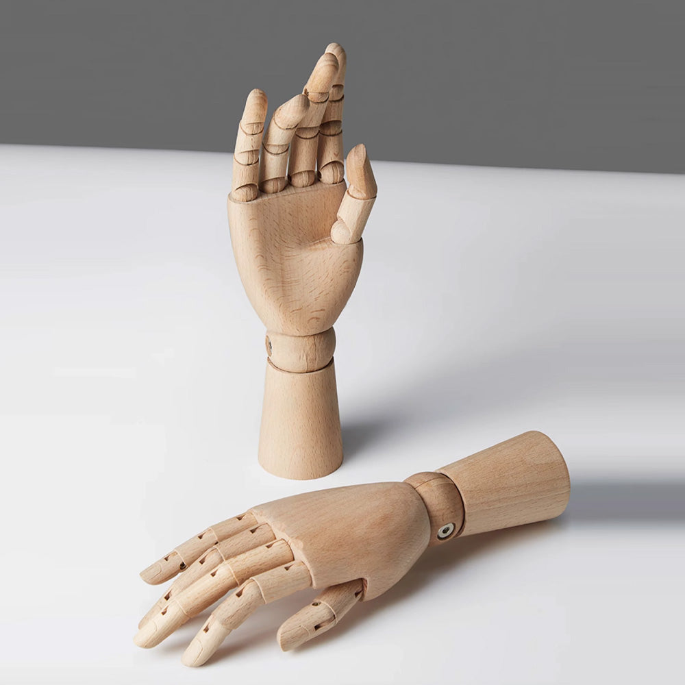 Wooden Hand Mannequin,Multifunction Female Hand for bag jewelry sunglasses necklace hat Wig display, Raw Beech Wood Color with/without Base DL2420 DE-LIANG