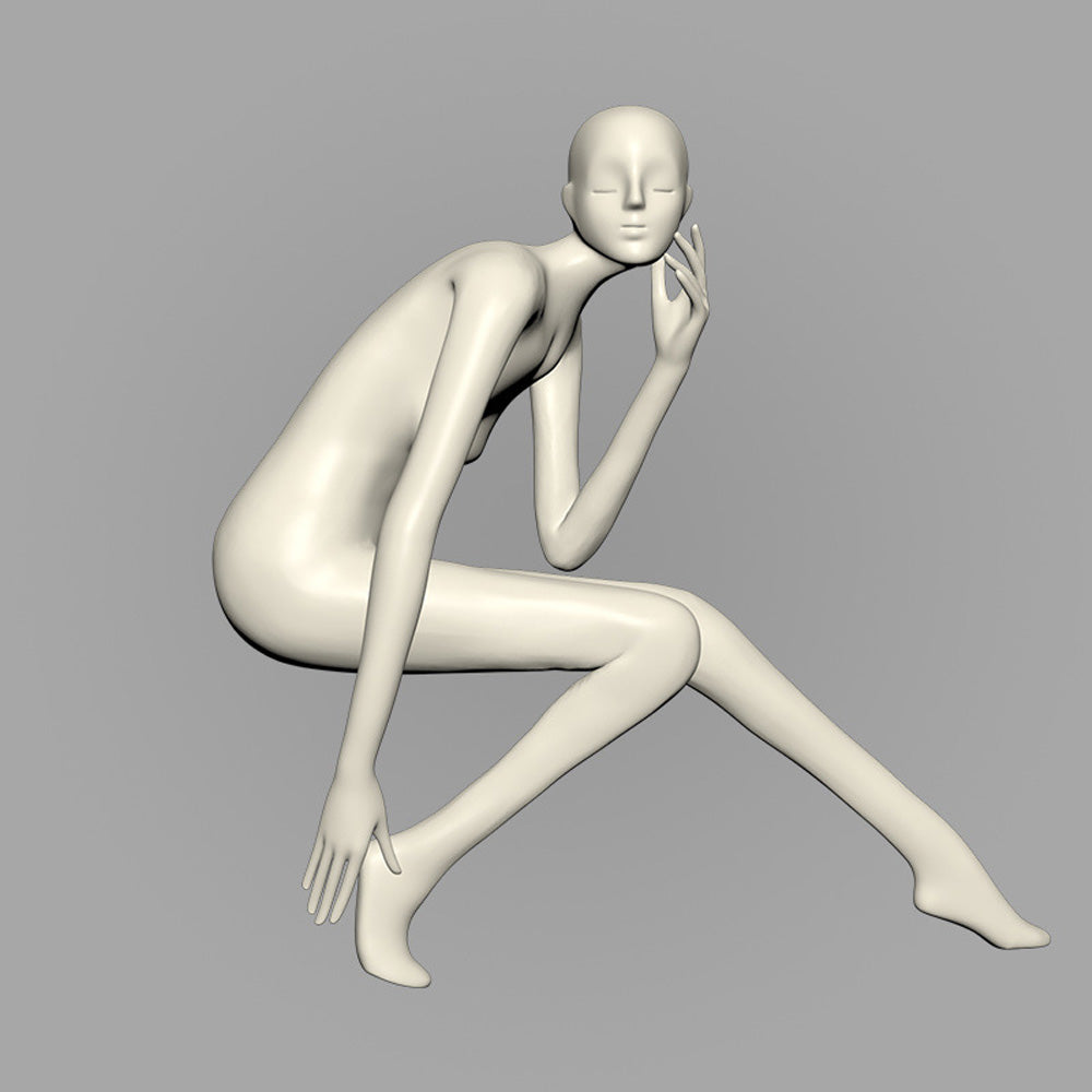 DE-LIANG Female Face Full Body Mannequins,White Color Display Fiberglass Dress Form with Torso Display, Modern Posing Mannequin for Fashion Boutiques & Window Displays DL0215