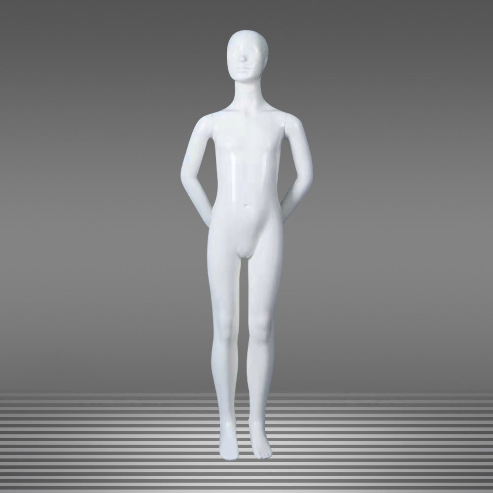 Glossy White Kids Full Body Mannequin with Arms and Base