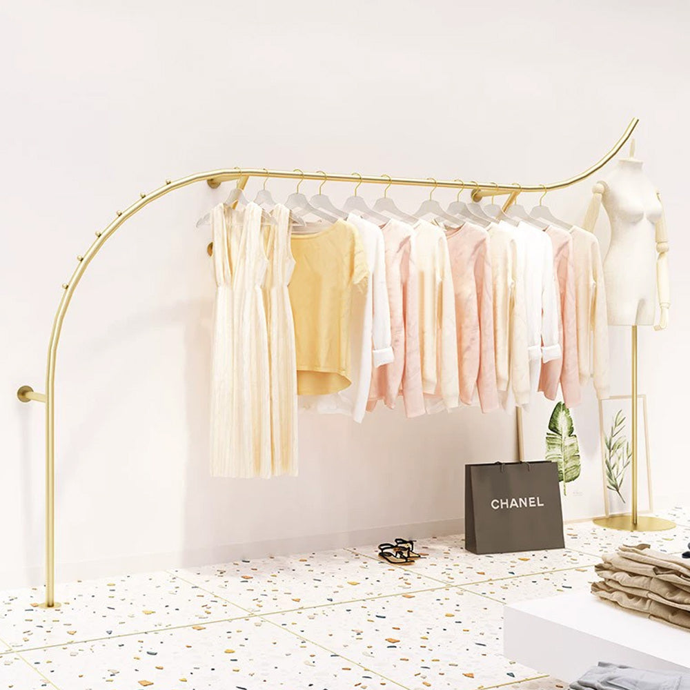 Women's Clothing Store Clothes Display Stand Floor-Standing Gold Clothes Display Rack Combination Clothing Store Hanger 2364 DE-LIANG