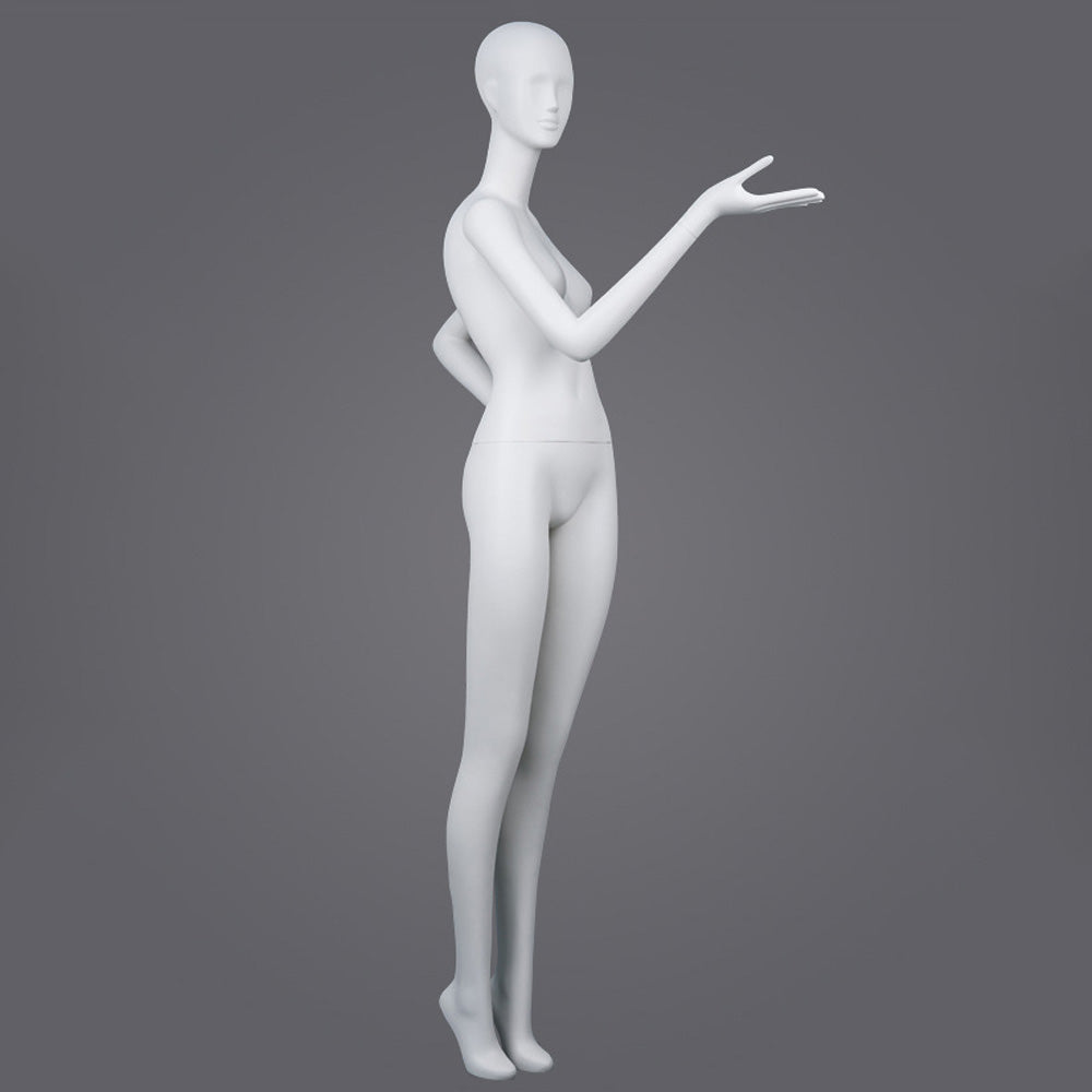 DE-LIANG Professional Female Mannequin Full Body Dress Form Display - Realistic Poseable Fashion Model Stand for Clothing Store Boutique Window Display - White Matte Finish Retail Merchandising Dummy