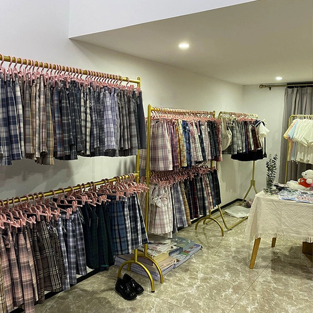 Standard Double Layers Poles Clothing Hanger, Children Kids Adult Floor Clothes Hanger Display Shelves Hanger Rack , Stainless Steel Gold - De-Liang Dress Forms