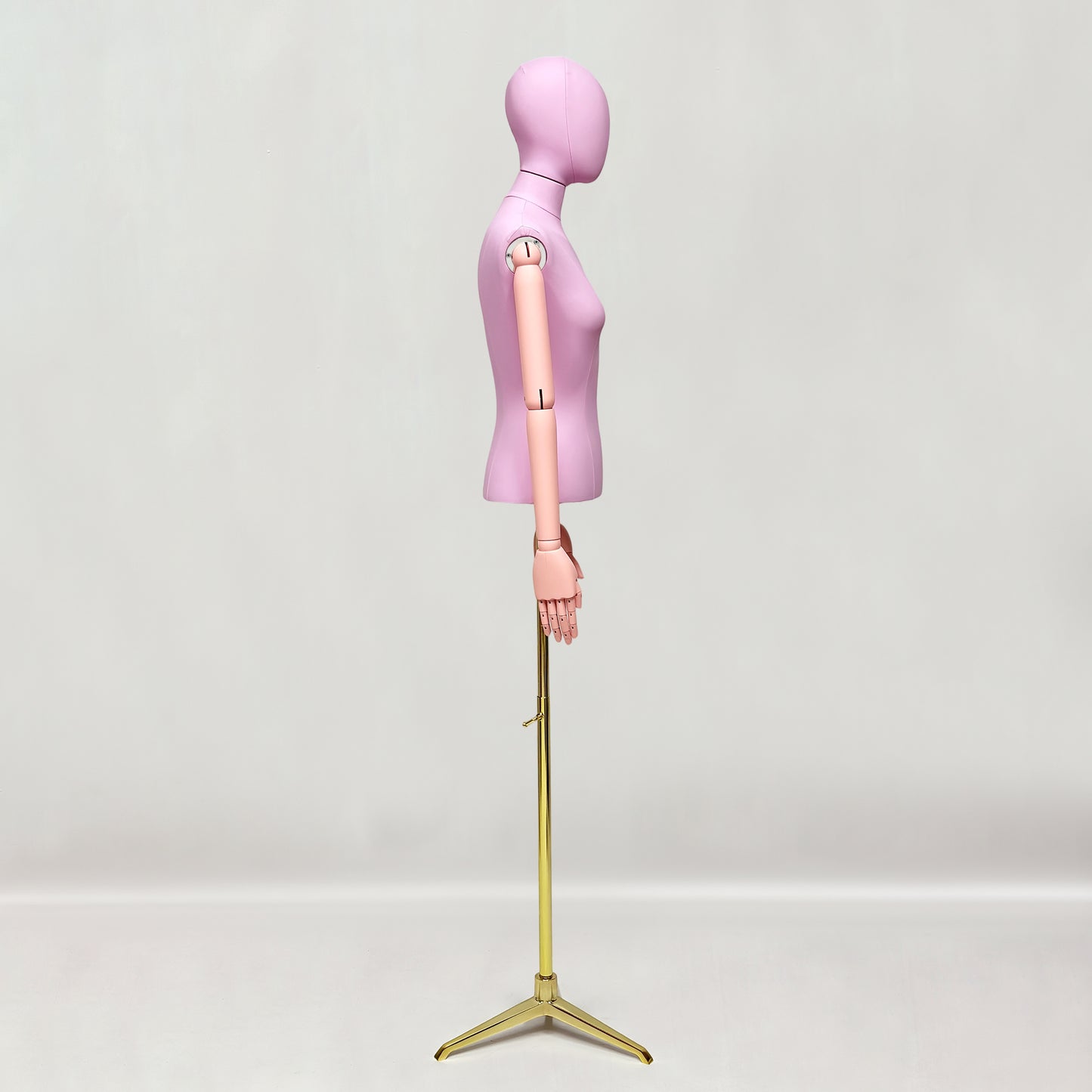 DE-LIANG Lilac Leather Female Half Body Mannequin with Arms & Gold Base – Luxury Dress Form Torso, Fiberglass Display Model for Boutique Clothing, Jewelry & Fashion Window Display