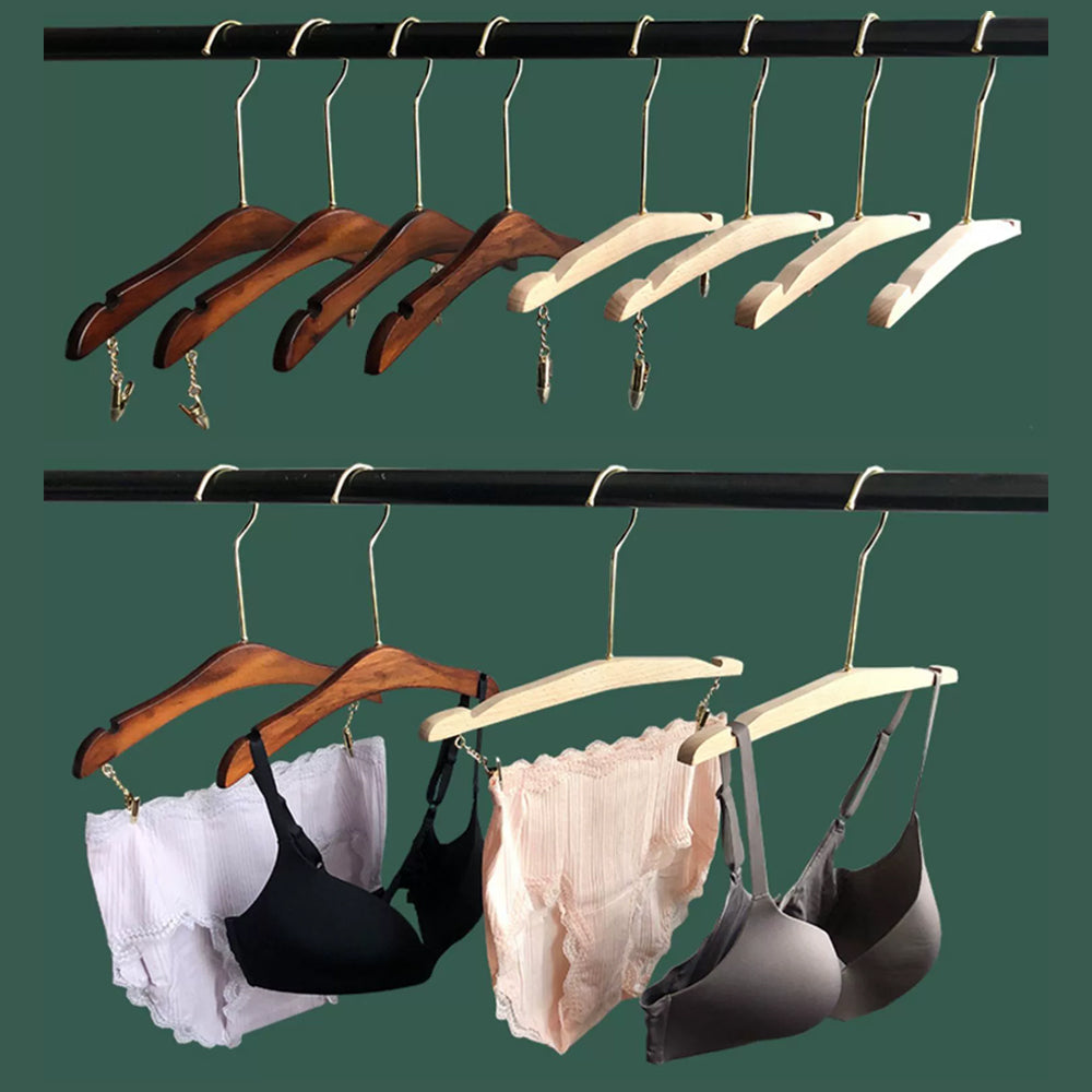 High Quality Beech Wooden Hangers,Natural Underwear Wooden Hangers, Customize Logo Free,Bar Natural Wood Clothing Hanger,50pcs Per Box DE-LIANG