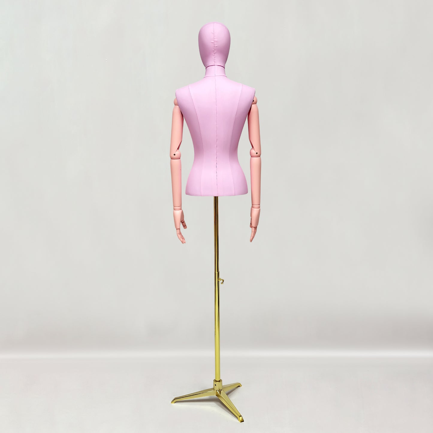 DE-LIANG Lilac Leather Female Half Body Mannequin with Arms & Gold Base – Luxury Dress Form Torso, Fiberglass Display Model for Boutique Clothing, Jewelry & Fashion Window Display