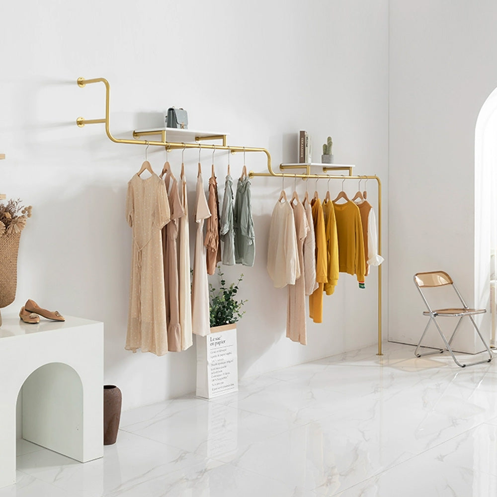 DE-LIANG Clothing Display Rack, Luxury Golden Color Hanging Hanger,Floor-Style High-Grade Shelf for Clothes Boutique DL196 250CM/300CM,DL195 200/250CM DE-LIANG