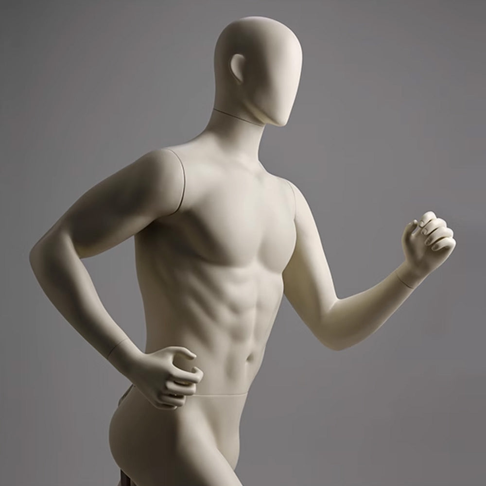 DE-LIANG Female/Male Running Sport Mannequins,Beige Fitness Dress Form Mannequin Torso Full Body for Window Display,Sportwear,Yoga Gymnasium Phsical Althletic Field Display Stand