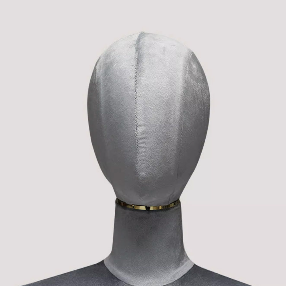 DE-LIANG Female Half Body Mannequin with Head & Wooden Arms,Velvet Fabric Cloth Display Torso,Female Dummy,Silver Square Base for Clothing Store & Window Display DL0170