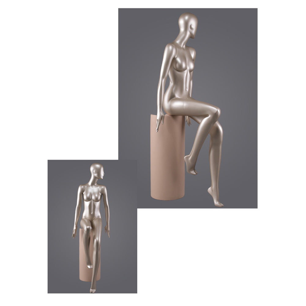 DE-LIANG Glossy Champagne Female Full Body Mannequin – Luxury Fiberglass Dress Form Display Model for Window, Boutique Clothing & Fashion Store Showcase