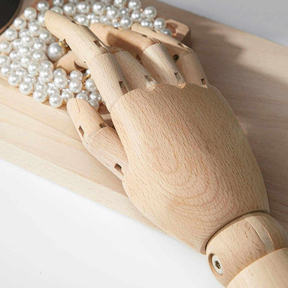 Wooden Hand Mannequin,Multifunction Female Hand for bag jewelry sunglasses necklace hat Wig display, Raw Beech Wood Color with/without Base DL2420 DE-LIANG