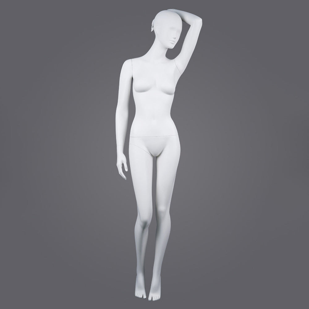 DE-LIANG Professional Female Mannequin Full Body Dress Form Display - Realistic Poseable Fashion Model Stand for Clothing Store Boutique Window Display - White Matte Finish Retail Merchandising Dummy