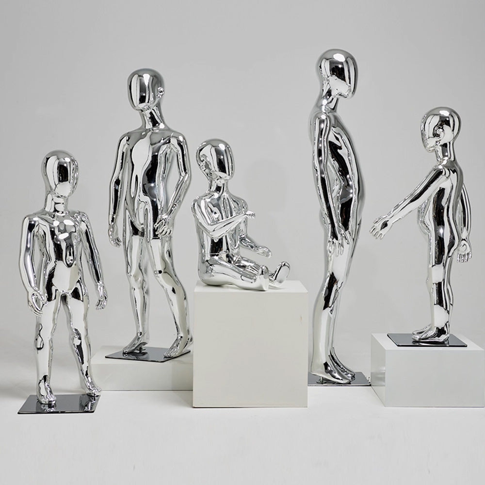 DE-LIANG Luxury Child Full Body Mannequin,Electroplated Baby Kids Dress Form Fiberglass Display,Girl Boy Teenage Mannequin For Clothes Display