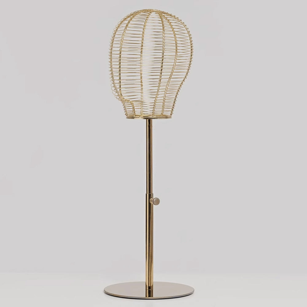 DE-LIANG Luxury Metal Mannequin Head Stand,Steel Wire Frame Hollow Head,Decorative Stand for Scarves, Hats, Wigs Display
