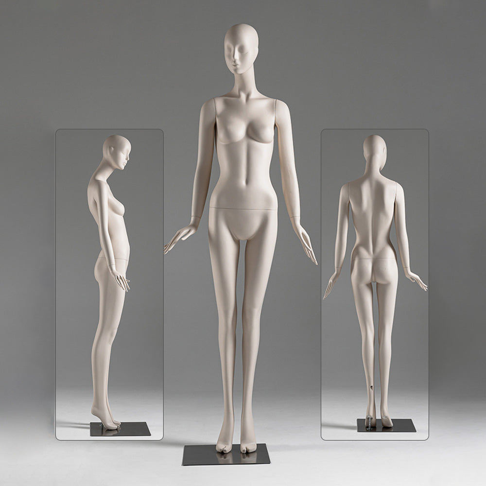 DE-LIANG Face Full Body Female Mannequins,Skin Color Display Fiberglass Dress Form with Torso Display, Modern Posing Mannequin for Fashion Boutiques & Window Displays DL0188
