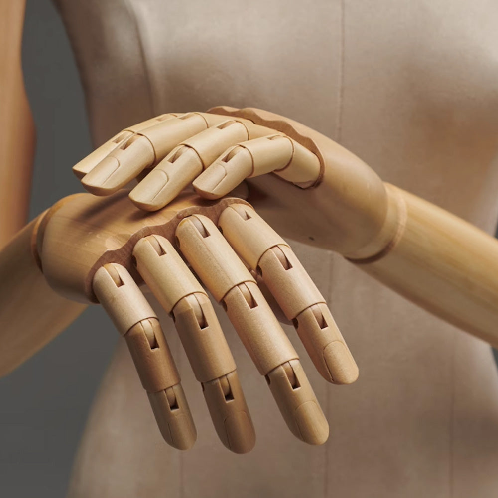 family display mannequin set with wooden arms