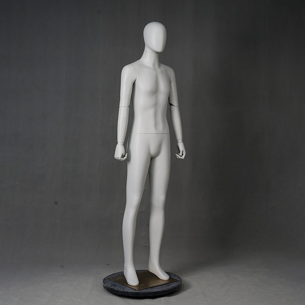 DE-LIANG Luxury Male Full Body Mannequins,Matte White Male Dress Form Display Mannequis with Base,Stand Realistic Model for Clothing Shops