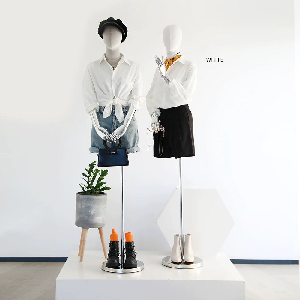 DE-LIANG Luxury Colorful Velvet Female Mannequin - Full/Half Body Dress Form with Poseable Wooden Arms & Wig Head for Boutique Window Display