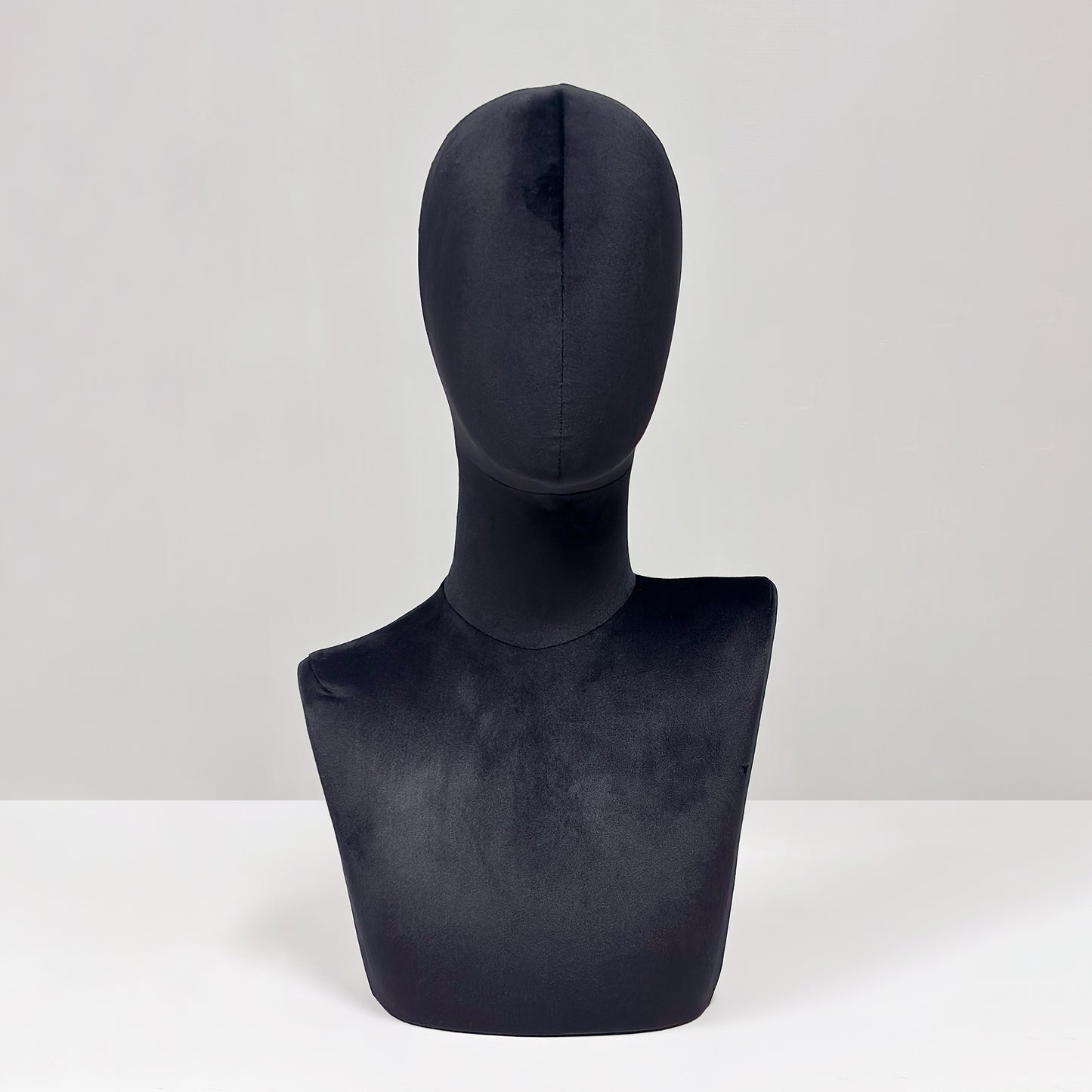 DE-LIANG Suede Mannequin Head Torso Display Stand,Soft Pinnable Foam Wig Head for Hats, Wigs, Jewelry,Accessories | Boutique Window Display Prop | Black / Pink