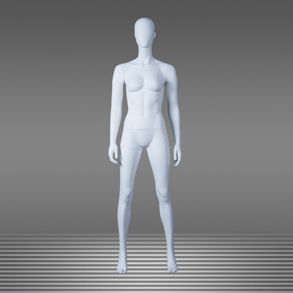 DE-LIANG Abstract Female Full Body Fiberglass Mannequin – White Matte Retail Clothing Display Form