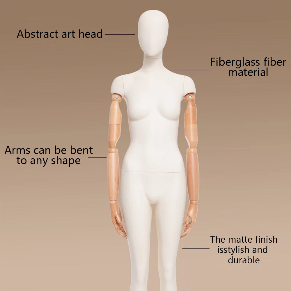 DE-LIANG Female Full /Half-body Mannequin,Female Dress Form Mannequin,Women Natural Linen Mannequin Torso,Clothing Store Display Model,Manikin Head For Wig Hat Holder