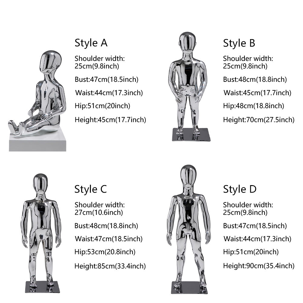 DE-LIANG Luxury Child Full Body Mannequin,Electroplated Baby Kids Dress Form Fiberglass Display,Girl Boy Teenage Mannequin For Clothes Displa