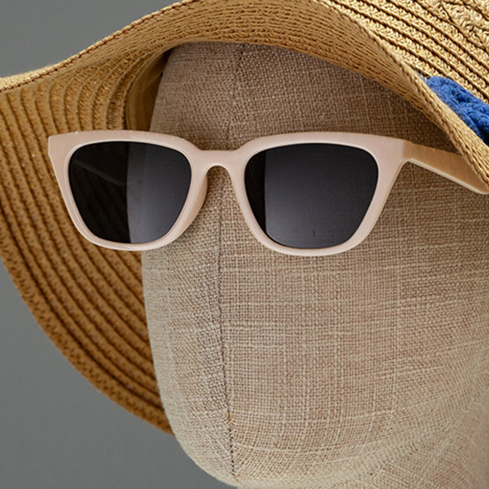 DE-LIANG Fully Pinnable Linen Mannequins Head,Bamboo linen Display Manikin Head Stand With Golden Round Base, Detachable Adjustable Heigh Pole