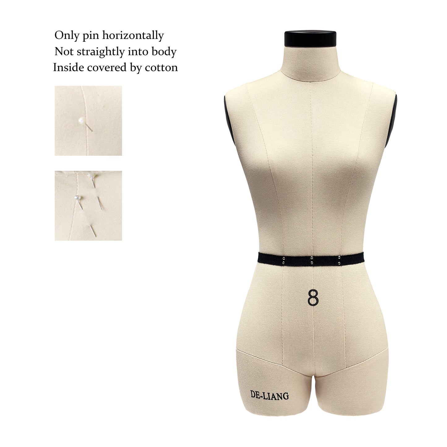 DE-LIANG 1:2 Mini Female Dress Form – Half Scale Sewing Mannequin (Size 8 Not Full Size)