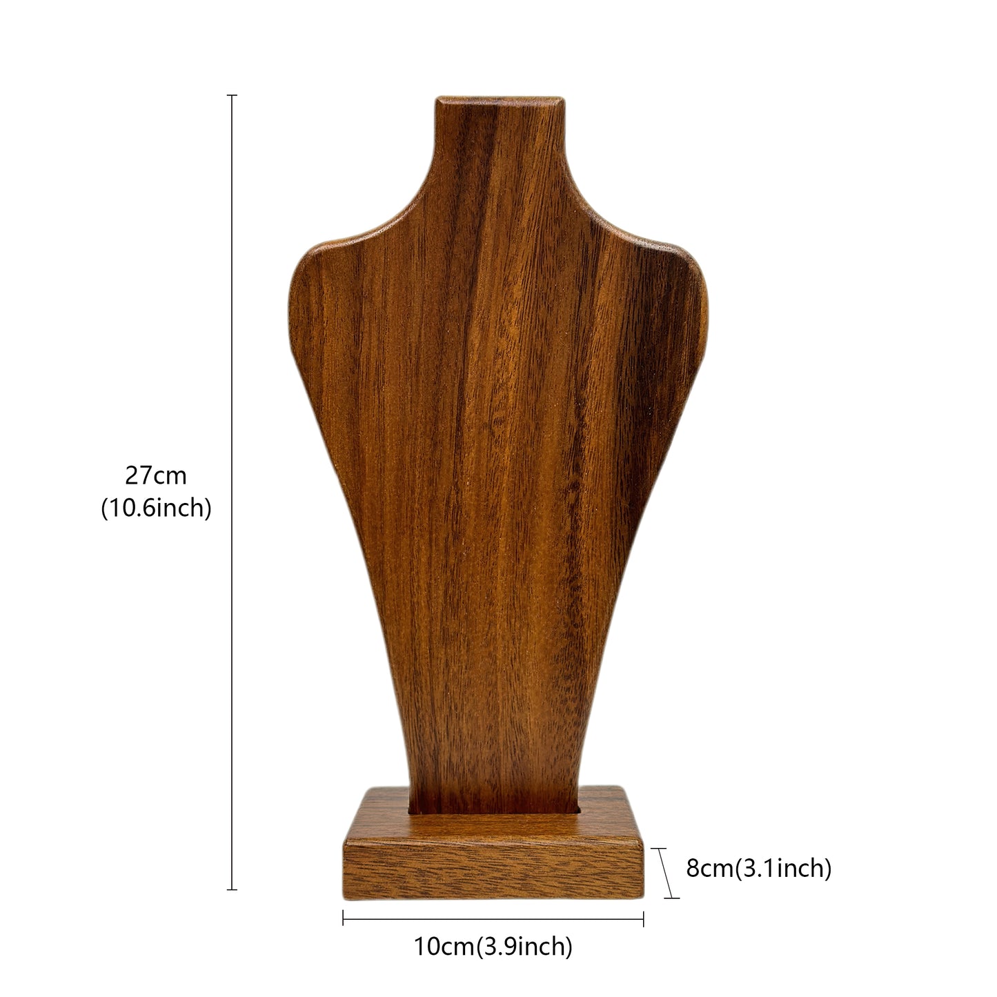 Wooden Necklace Display Stand, Vintage Brown Walnut Necklace Mannequin Bust, Necklace Display, Jewelry Stand, Necklace Holder, Necklace Bust