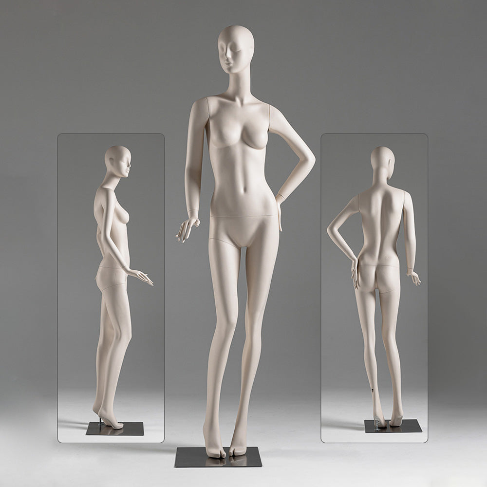 DE-LIANG Face Full Body Female Mannequins,Skin Color Display Fiberglass Dress Form with Torso Display, Modern Posing Mannequin for Fashion Boutiques & Window Displays DL0188