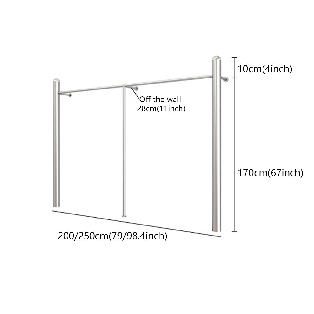 New Simple Silver Stainless Steel Wall Hanging Clothes Rail Women's Clothing Shop Fashion Simple Floor-Standing Shelf Display DL2369 DE-LIANG