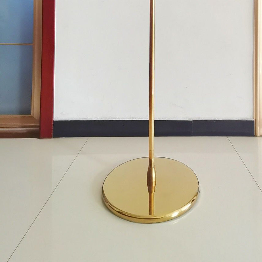 Close-up of DE-LIANG mannequin's round gold base stand, offering sturdy support and a luxurious finish for boutique dress forms.