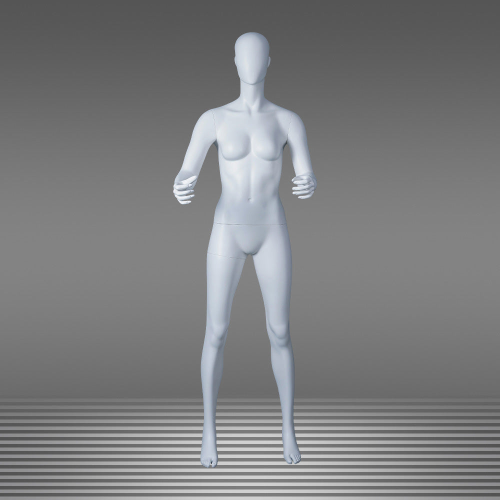 DE-LIANG Abstract Female Full Body Fiberglass Mannequin – White Matte Retail Clothing Display Form