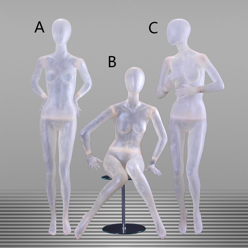 DE-LIANG Maniquí de cuerpo entero de lujo para mujer y hombre, torso transparente con cabeza, modelo de exhibición de ropa para escaparates y tiendas.
