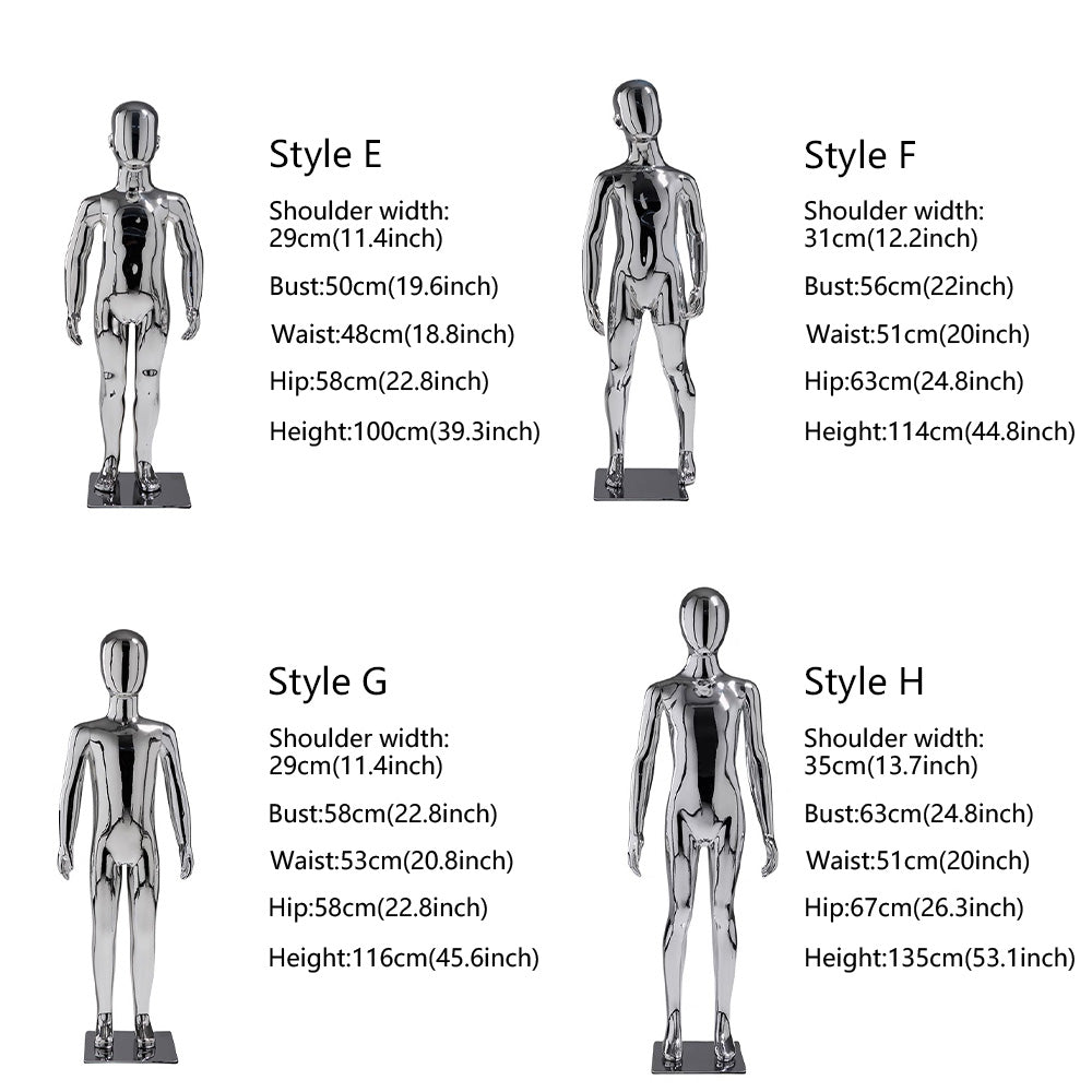 DE-LIANG Luxury Child Full Body Mannequin,Electroplated Baby Kids Dress Form Fiberglass Display,Girl Boy Teenage Mannequin For Clothes Displa