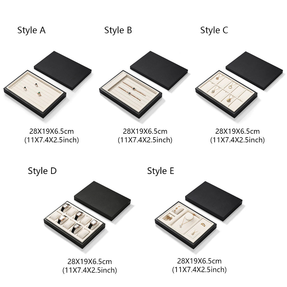 DE-LIANG Luxury Jewelry Display Box,Jewelry Organizer Traysl Organizer Display Storage Case for Rings Earring Necklace Bracelet,PU Leather & Microfiber DL2557