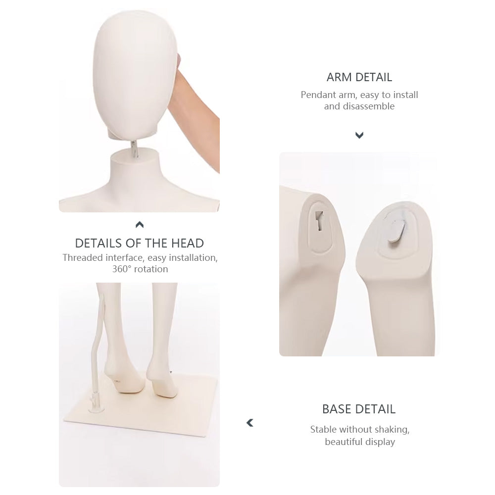 DE-LIANG Female Full /Half-body Mannequin,Female Dress Form Mannequin,Women Natural Linen Mannequin Torso,Clothing Store Display Model,Manikin Head For Wig Hat Holder