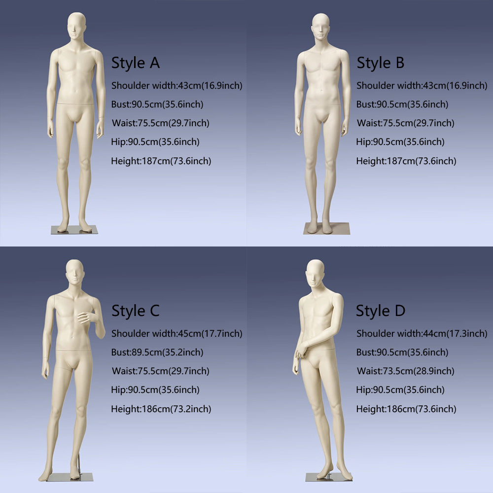Showcase style with the DE-LIANG Realistic Male Full-Body Mannequin, Beige White Standing, perfect for fashion displays.