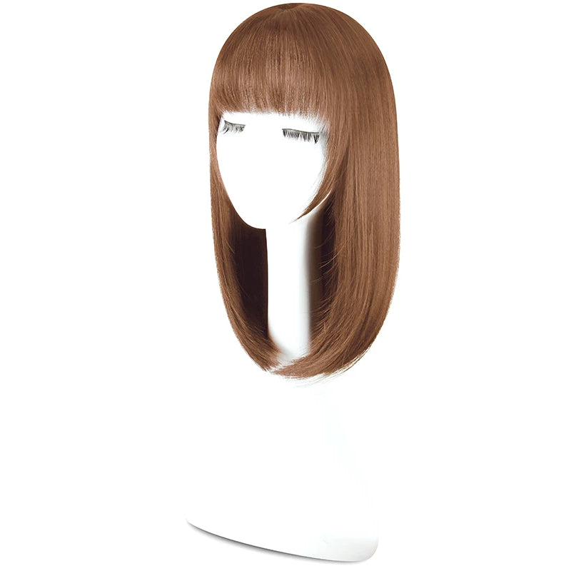 Women's Medium Length Straight Wig with Natural Air Bangs | Collarbone Length Full Head Wig