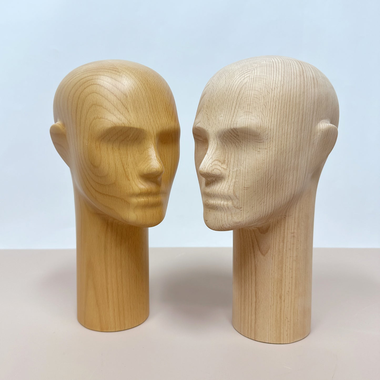 DE-LIANG Deluxe Wooden Mannequin – Male Beech Wood Display Figures with Realistic Head/Nose/Mouth