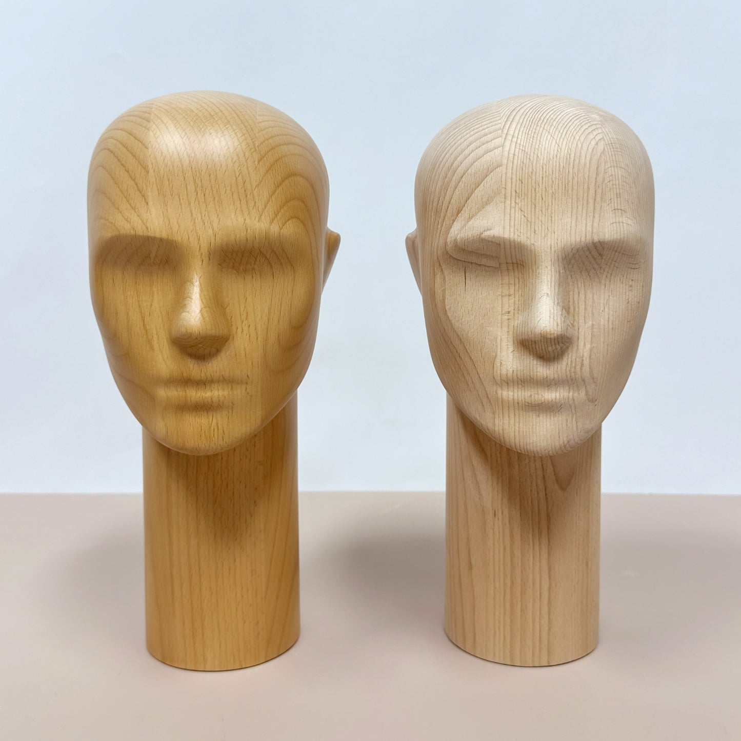 DE-LIANG Deluxe Wooden Mannequin – Male Beech Wood Display Figures with Realistic Head/Nose/Mouth